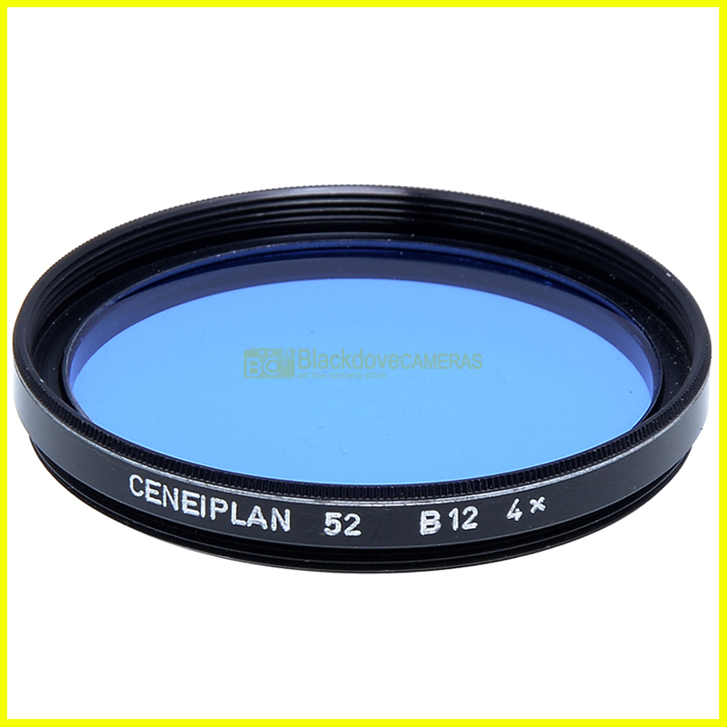 52mm. filtro Blu B12 4x Ceneiplan per obiettivi M52. Blue filter for camera lens