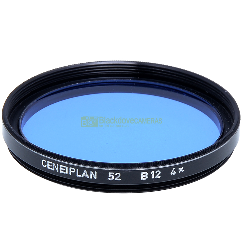 52mm. filtro Blu B12 4x Ceneiplan per obiettivi M52. Blue filter for camera lens