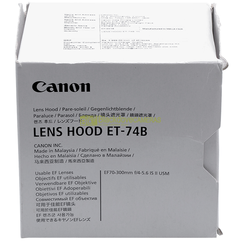“Canon paraluce ET-74B originale per obiettivo EF 70/300mm. f4.5,6 IS II. ET74 B”