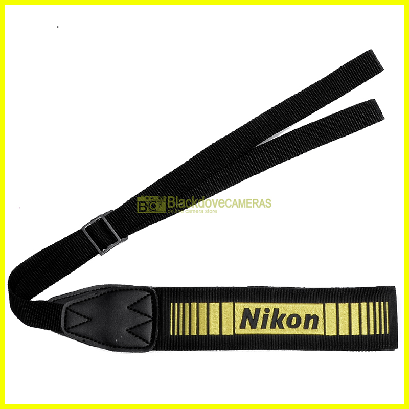 Nikon Tracolla originale nero e giallo per teleobiettivi. Genuine strap.