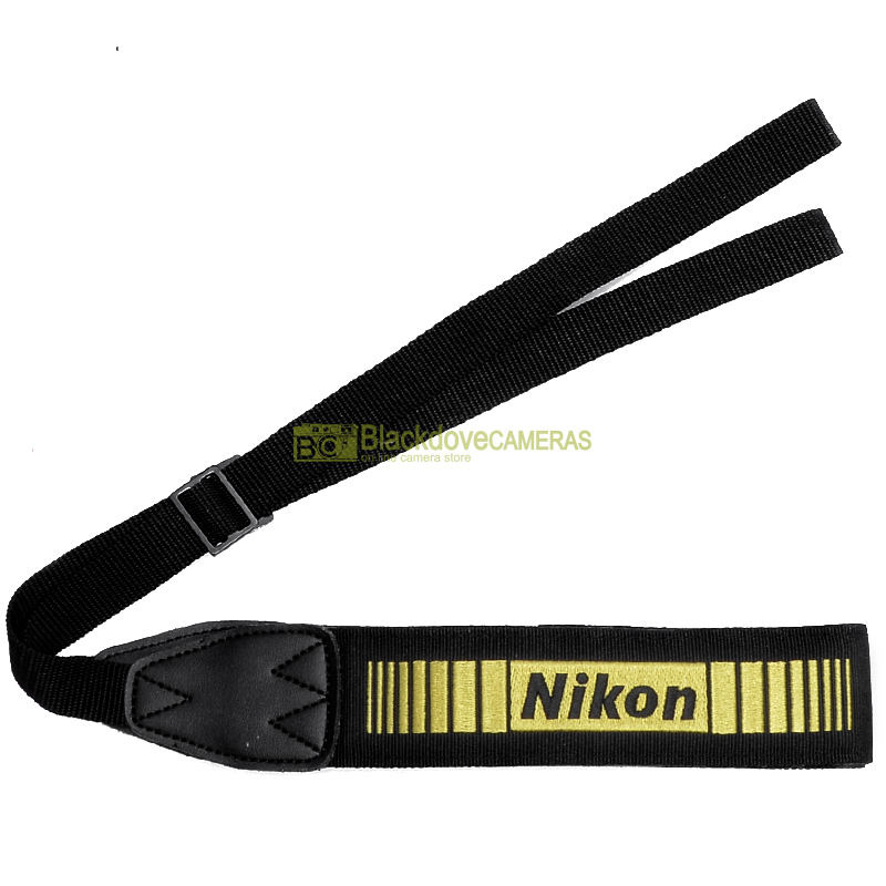 Nikon Tracolla originale nero e giallo per teleobiettivi. Genuine strap.