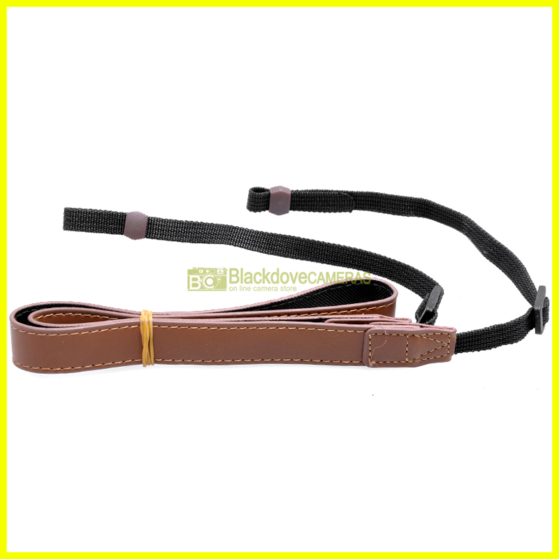 Tracolla universale in pelle 2cm. per fotocamere compatte, mirrorless, bridge.