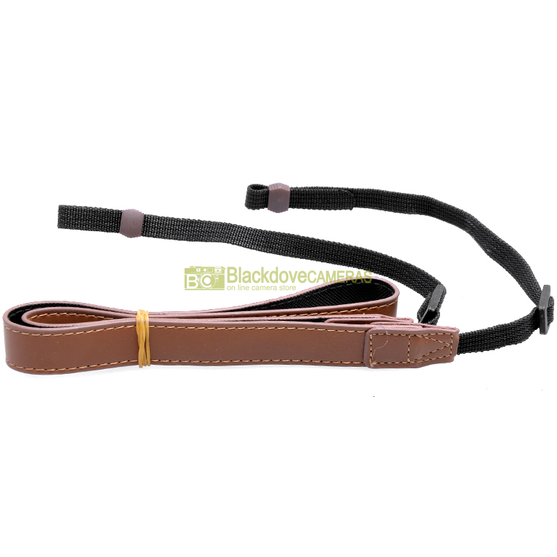 Tracolla universale in pelle 2cm. per fotocamere compatte, mirrorless, bridge.