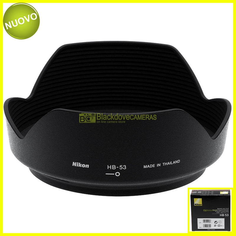 Nikon paraluce HB-53 per obiettivo AF-S Nikkor 24/120mm f4 VR. Parasole.