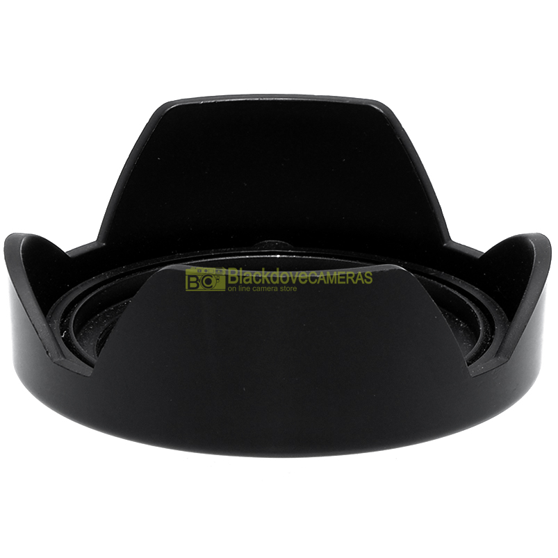 “52mm. paraluce a corolla universale, innesto a vite. Ruotabile. Lens hood.”