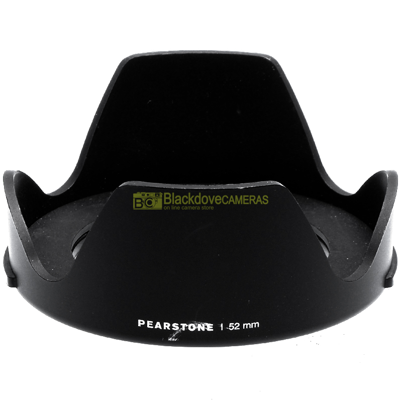 “52mm. paraluce a corolla universale, innesto a vite. Ruotabile. Lens hood.”