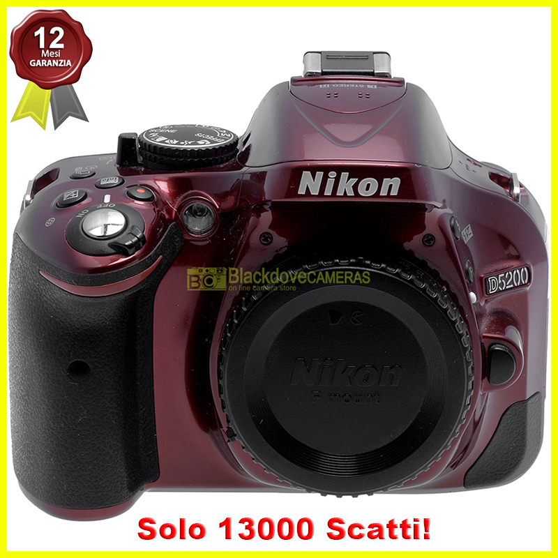 Nikon D5200 body red fotocamera reflex digitale 24,1Mp. Macchina fotografica.