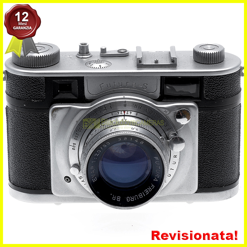 Futura S con Evar 1 50mm. f2. Fotocamera d'epoca a pellicola. Revisionata.