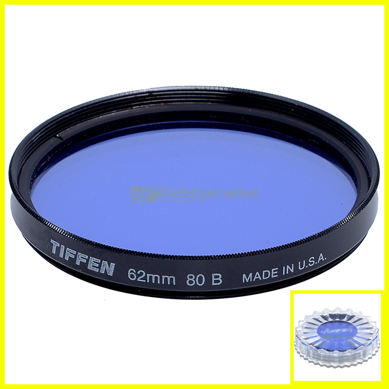 62mm. Filtre de conversion bleu Tiffen 80B diamètre M62 mm. Filtre de lentille bleu