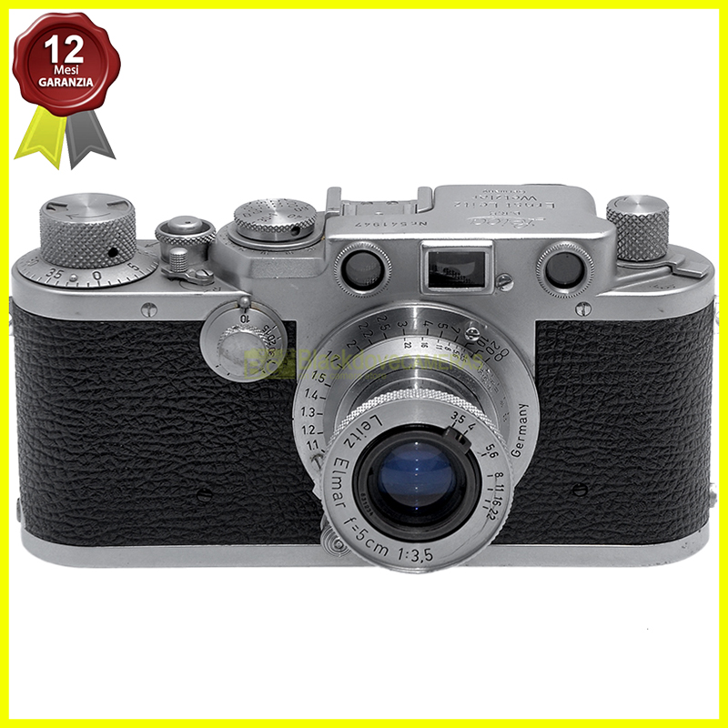 Leica IIIf fotocamera analogica a vite M39 + Elmar 5cm f3,5. Leitz Wetzlar 1951.
