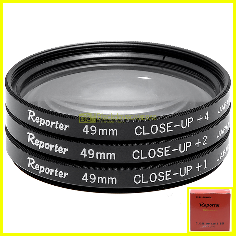 Kit aggiuntivi macro Reporter +1 +2 +4 diottrie 49mm. Close-up set M49. Lenti.