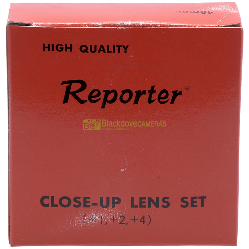 Kit aggiuntivi macro Reporter +1 +2 +4 diottrie 49mm. Close-up set M49. Lenti.