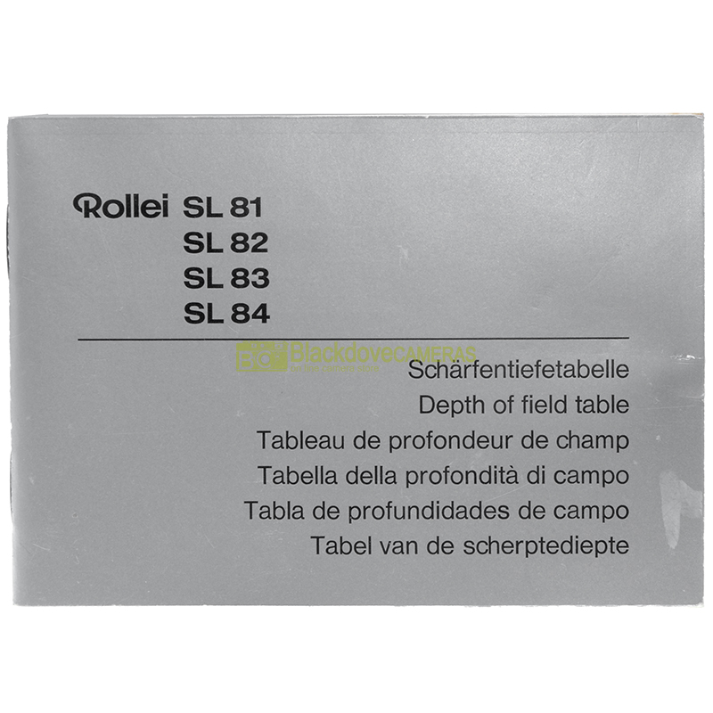 “Tabella della profondità di campo Rollei”