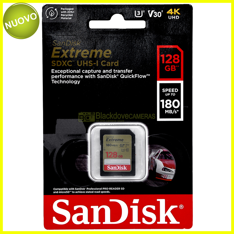 Sandisk Extreme Pro SDXC UHS-1 card 128Gb 170Mb/s. Scheda di memoria SD. 4k UHD