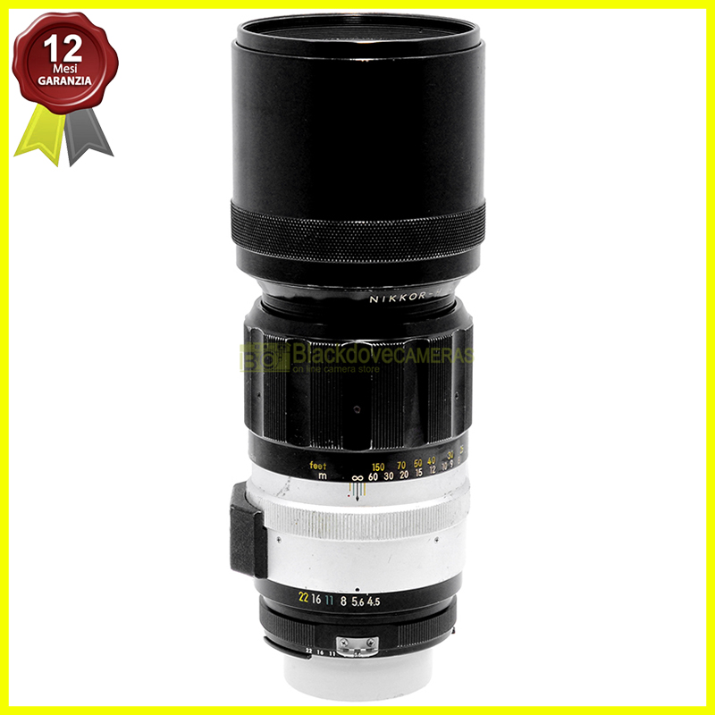 Nikon Nikkor Japan H Auto 300mm. f4,5 Teleobiettivo F per fotocamere pre AI