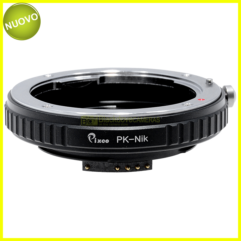 “Adapter per obiettivi Pentax K su fotocamere Nikon a pellicola e digitali”
