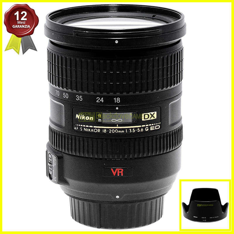Nikon AF-S Nikkor 18/200mm f3,5-5,6 G ED VR obiettivo zoom per reflex digitali.