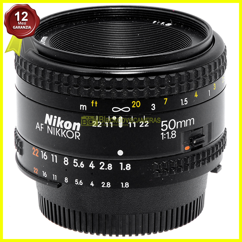 Obiettivo Nikon AF Nikkor 50mm f1,8 full frame per fotocamere. Made in Japan.