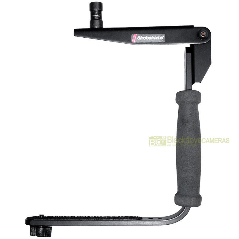 Staffa flash Professionale con impugnatura Stroboframe + codolo. Flash bracket.