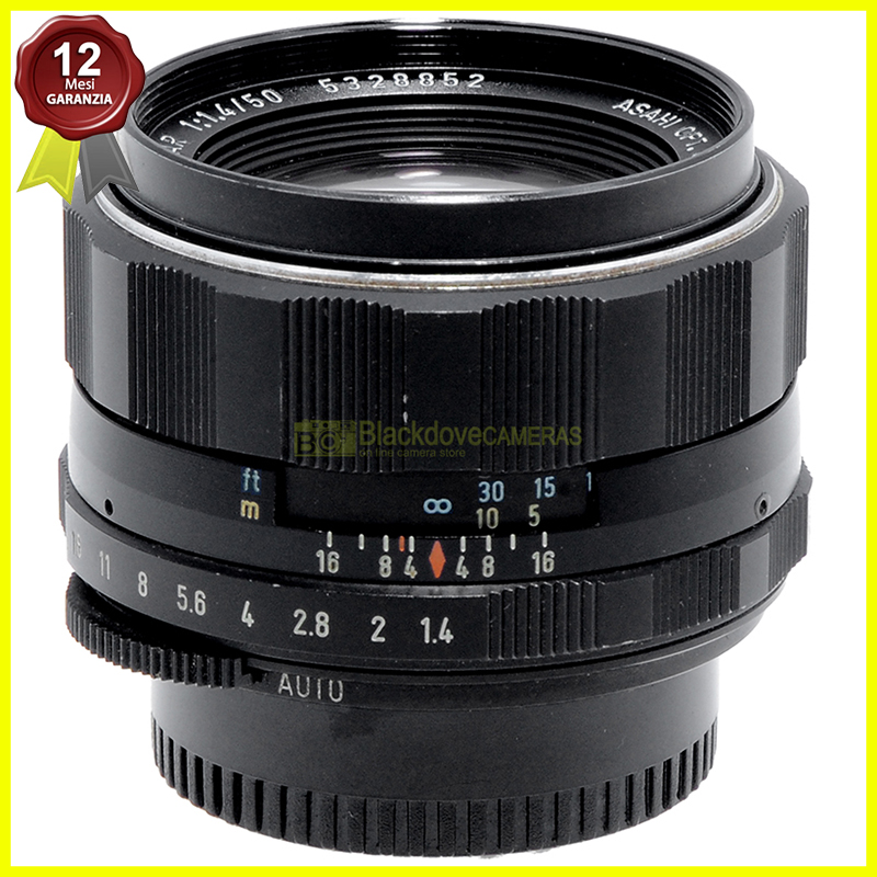 Pentax Super Takumar MC 50mm. f1,4 per fotocamere con innesto a vite M42 (42x1).