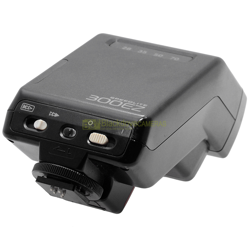 Flash Canon Speedlite 300EZ TTL per fotocamere a pellicola. Manuale su digitali