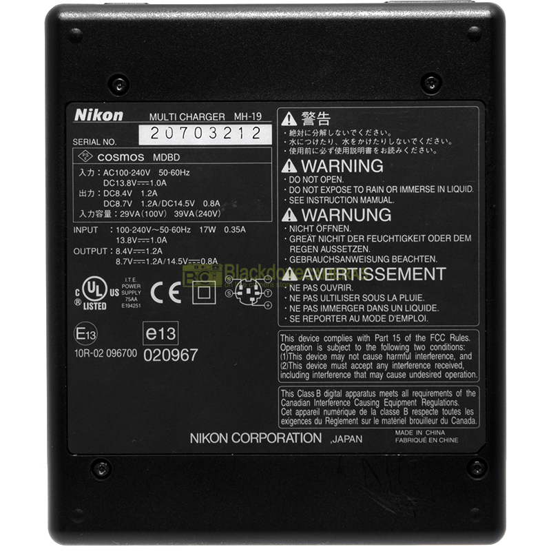 Caricabatterie doppio Nikon MH-19 per batterie EN-EL3 EN-EL3e Multi Charger MH19