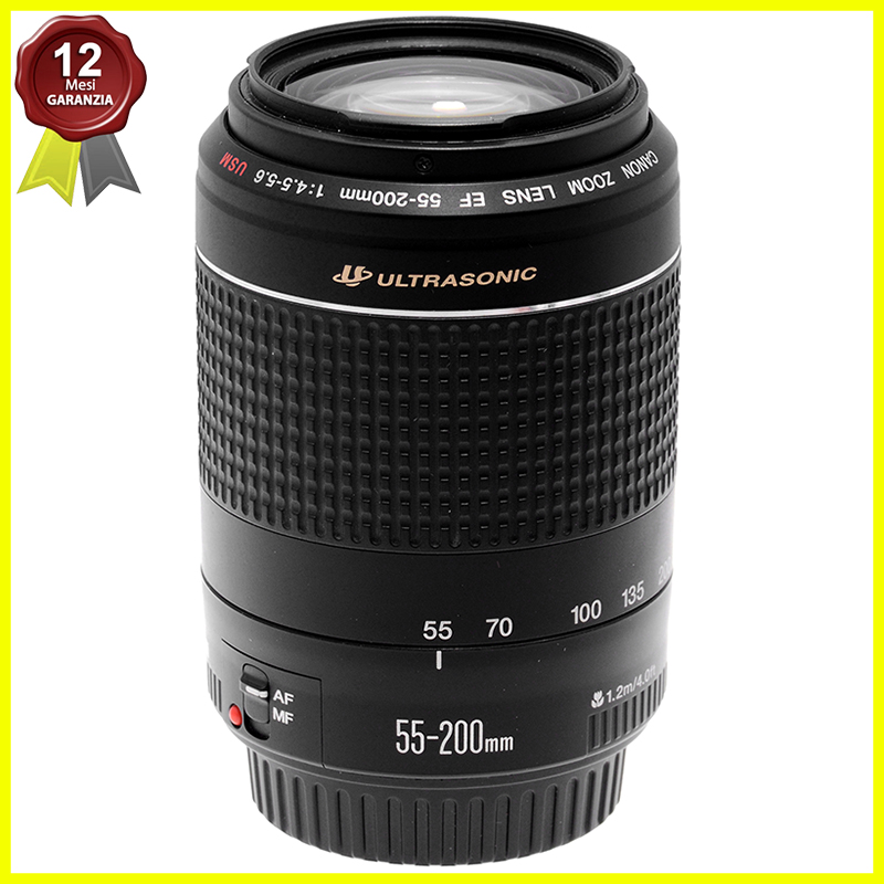 Canon zoom EF 55/200mm f4,5-5,6. Obiettivo Full Frame per fotocamere EOS.. Obiettivo Full Frame per fotocamere EOS.