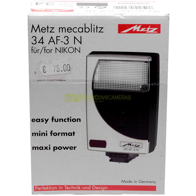 Flash Metz Mecablitz 34 AF-3N TTL per fotocamere Nikon a pellicola. 34AF3N