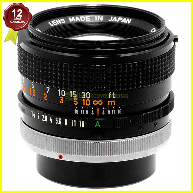 Canon FD 50mm. f1,4 S.S.C. Obiettivo usato per fotocamere manual focus FD e FL
