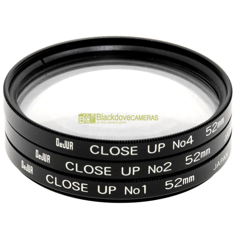 52mm. kit aggiuntivi macro DeJur +1 +2 +4 diottrie. M52 Close-up adapters set.