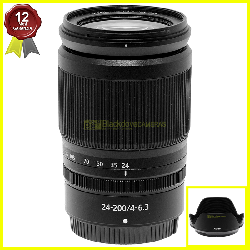 “Nikon Z Zoom Nikkor 24/200mm. f4-6,3 obiettivo full frame FX per fotocamere.”