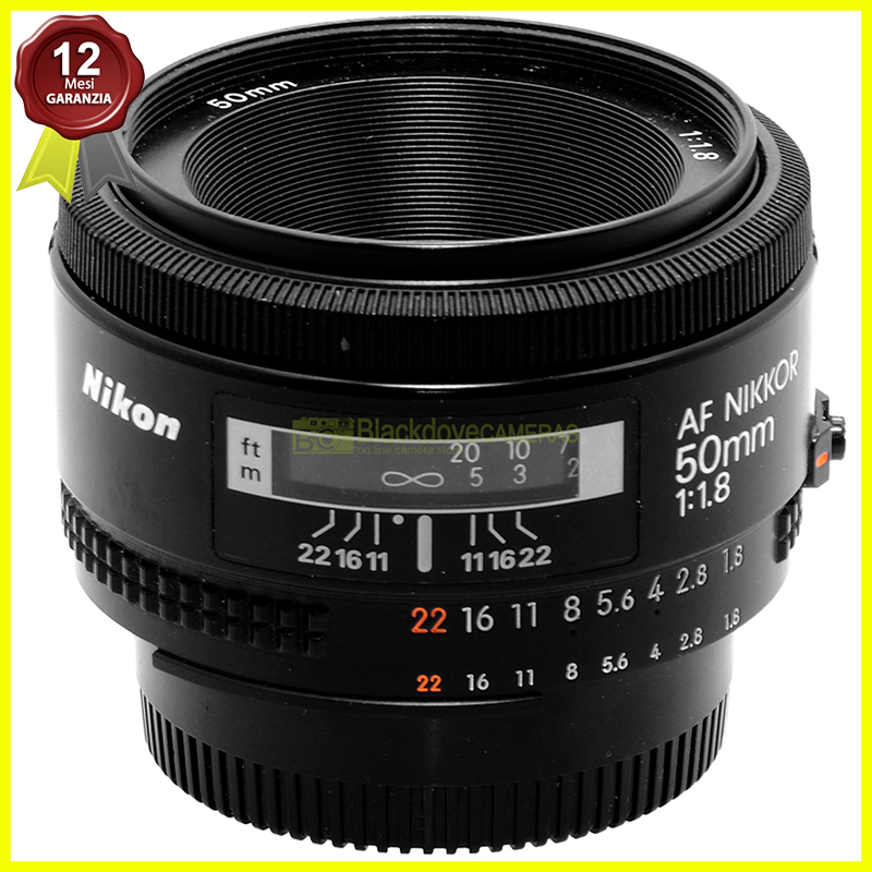 Obiettivo Nikon AF Nikkor 50mm f1,8 full frame per fotocamere. Made in Japan.