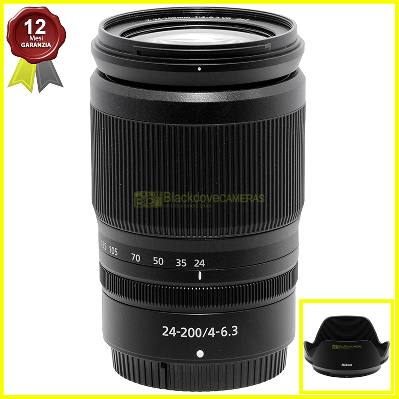 “Nikon Z Zoom Nikkor 24/200mm. f4-6,3 obiettivo full frame FX per fotocamere.”
