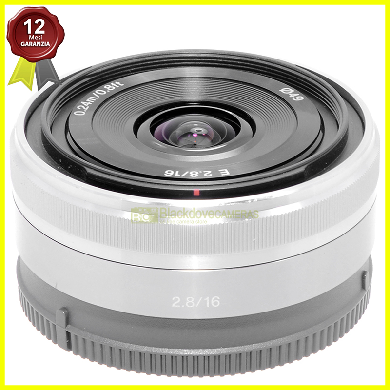 Sony E 16mm f2,8 Silver obiettivograndangolare per fotocamere Sony E-Mount APS-C
