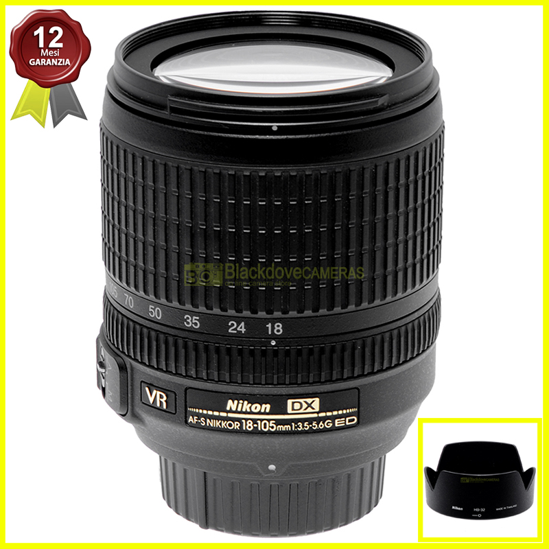Nikon AF-S Nikkor 18/105mm f3,5-5,6 G DX VR obiettivo zoom per reflex digitali. 