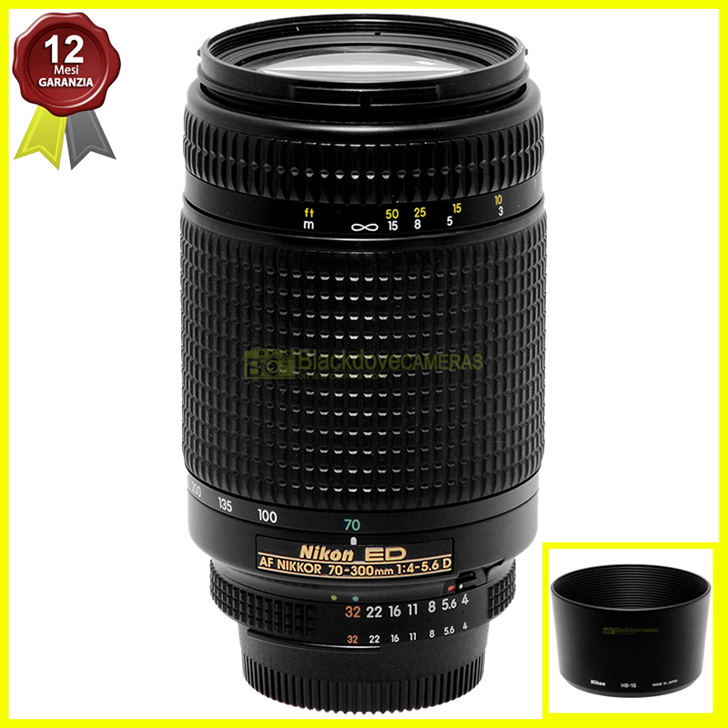 Nikon AF-D Nikkor 70/300mm f4-5,6. Obiettivo autofocus per fotocamere reflex.