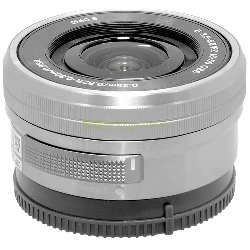 Sony E 16-50mm OSS PZ Silver obiettivo zoom vista frontale