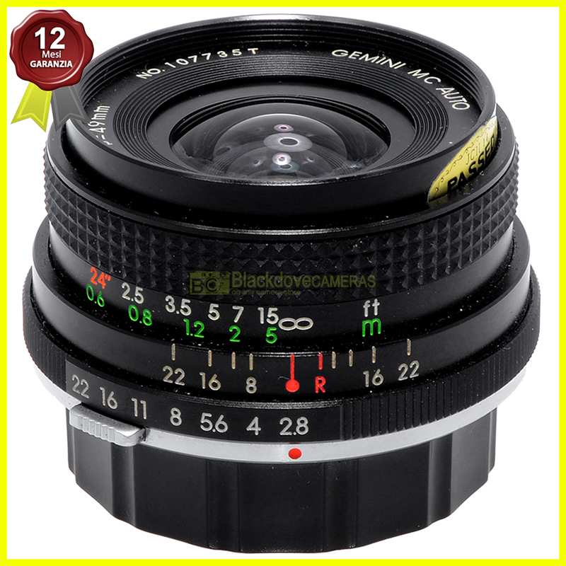 Obiettivo Gemini 28mm f/2,8 MC per Reflex Olympus OM - Vista frontale