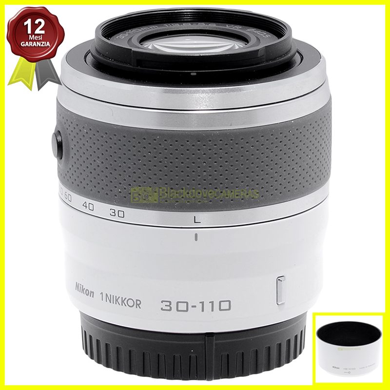 Nikon 1 Nikkor 30-110mm f/3.8-5.6 VR bianco vista frontale