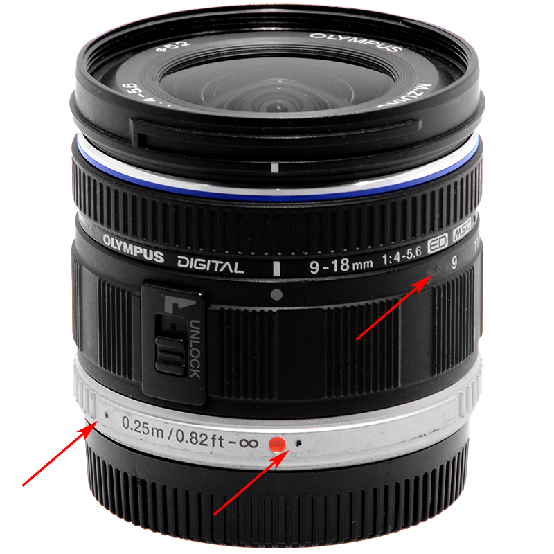 Olympus M.Zuiko 9‑18mm f/4‑5.6 ED – vista laterale