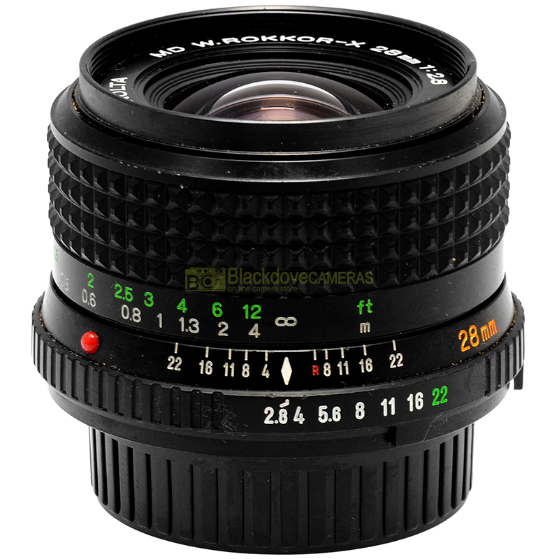 Minolta MD W.Rokkor 28mm f/2.8 vista frontale