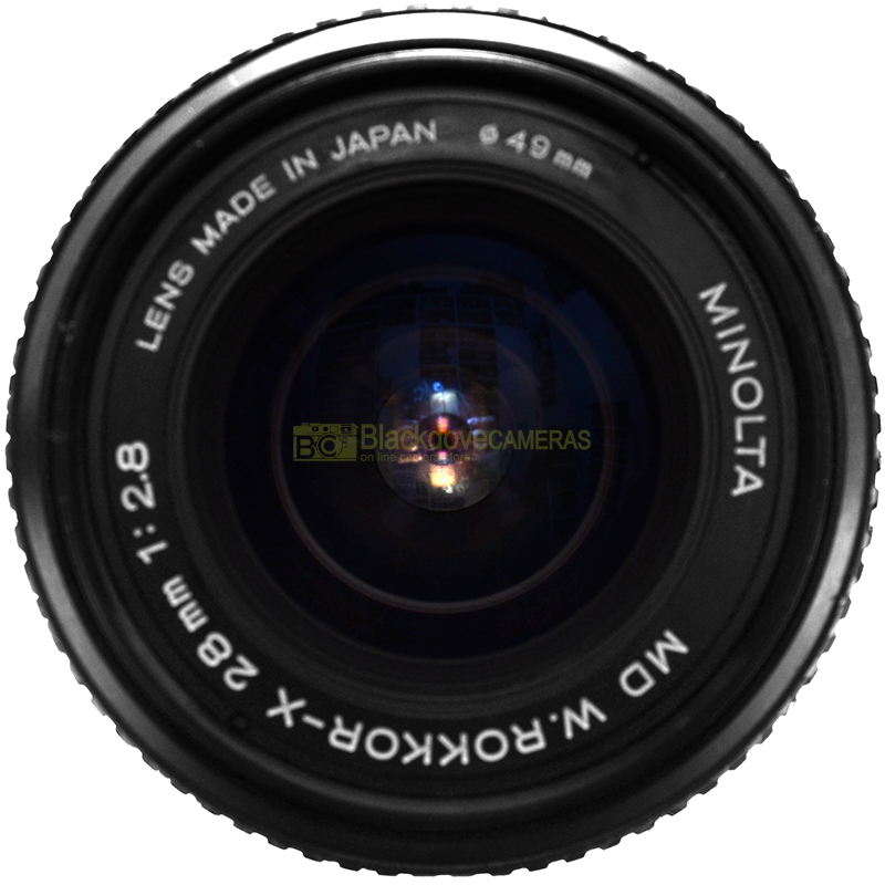 Minolta MD W.Rokkor 28mm f/2.8 vista posteriore attacco MD