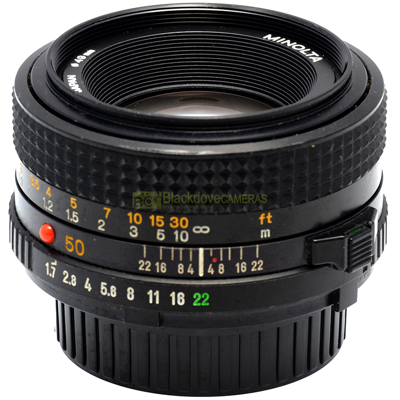 Minolta MD 50mm f/1.7 vista frontale