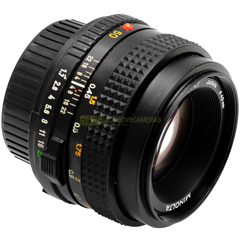 Minolta MD 50mm f/1.7 vista laterale