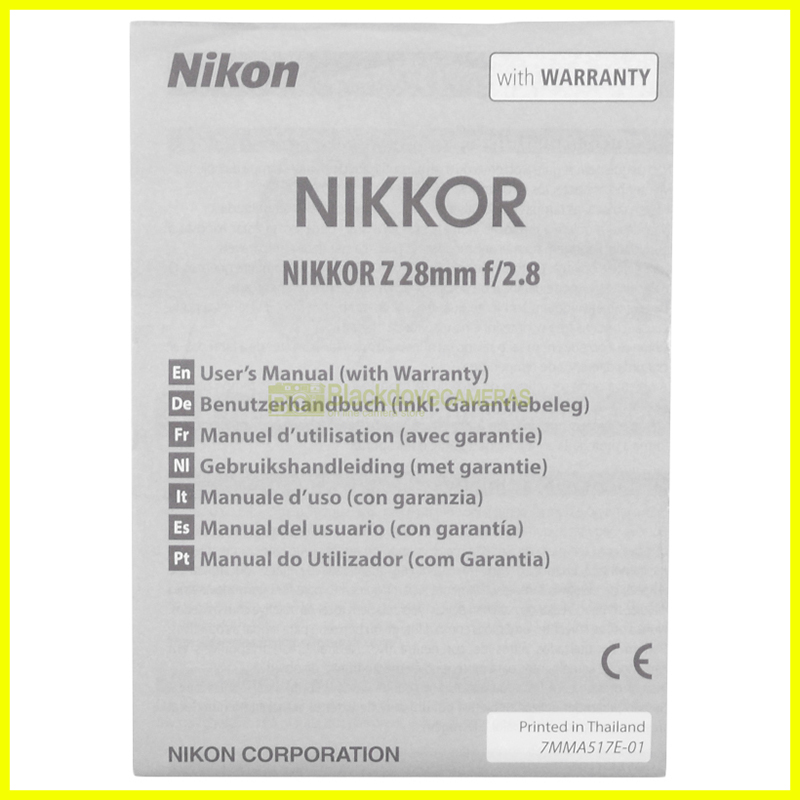 Manuale Nikon Z Nikkor 28mm f/1.8 S Italiano