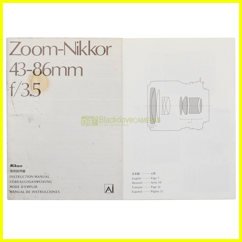 Manuale Nikon Zoom Nikkor 43-86mm f/3.5 Multilingua