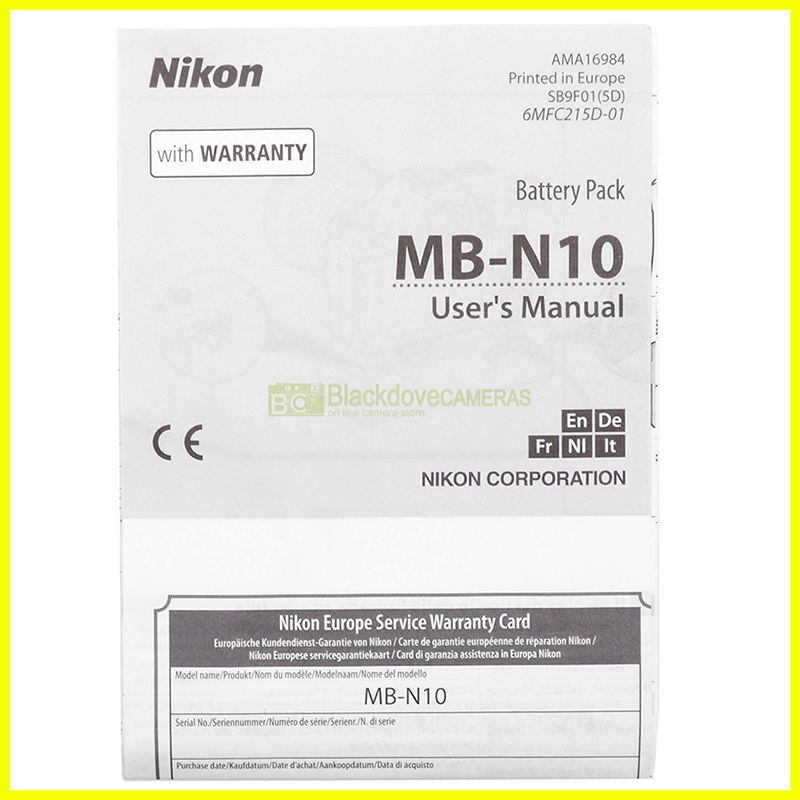 Manuale Nikon MB-N10 Multilingua