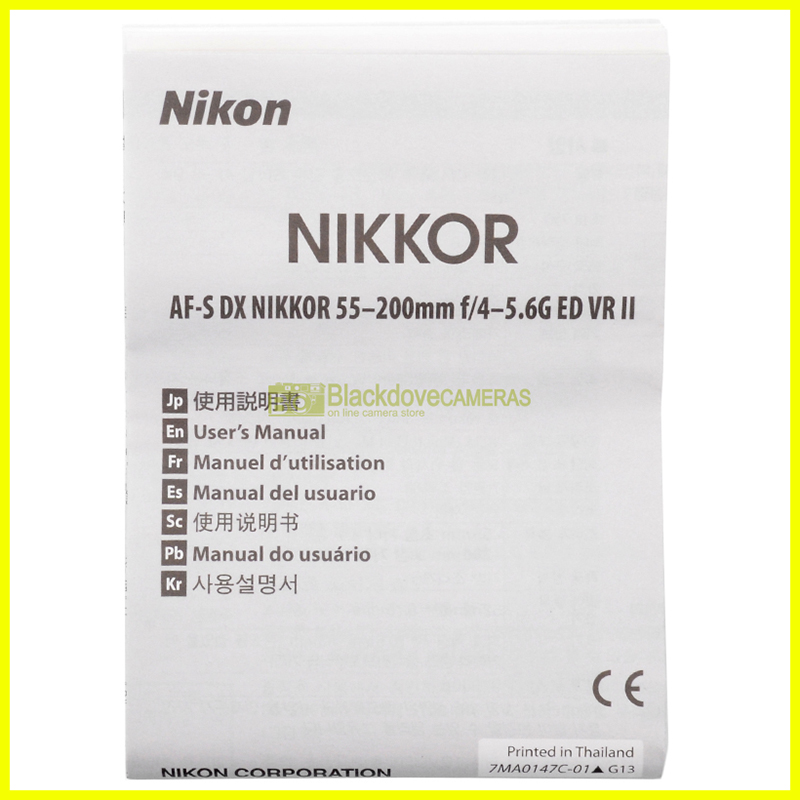 Manuale Nikon AF-S DX Nikkor 55-200mm VR II Multilingua