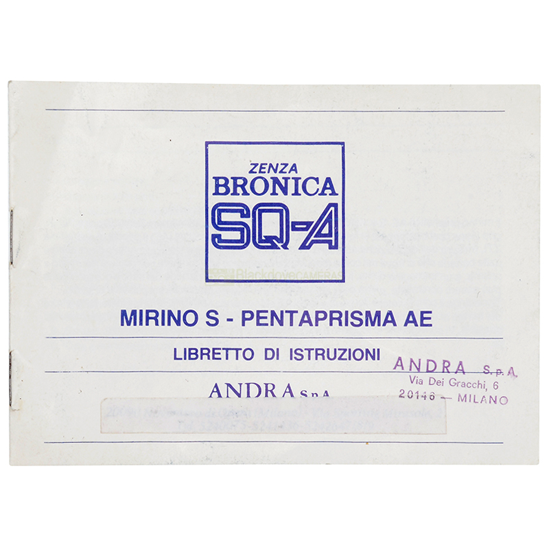 Libretto Istruzioni Zenza Bronica SQ-A