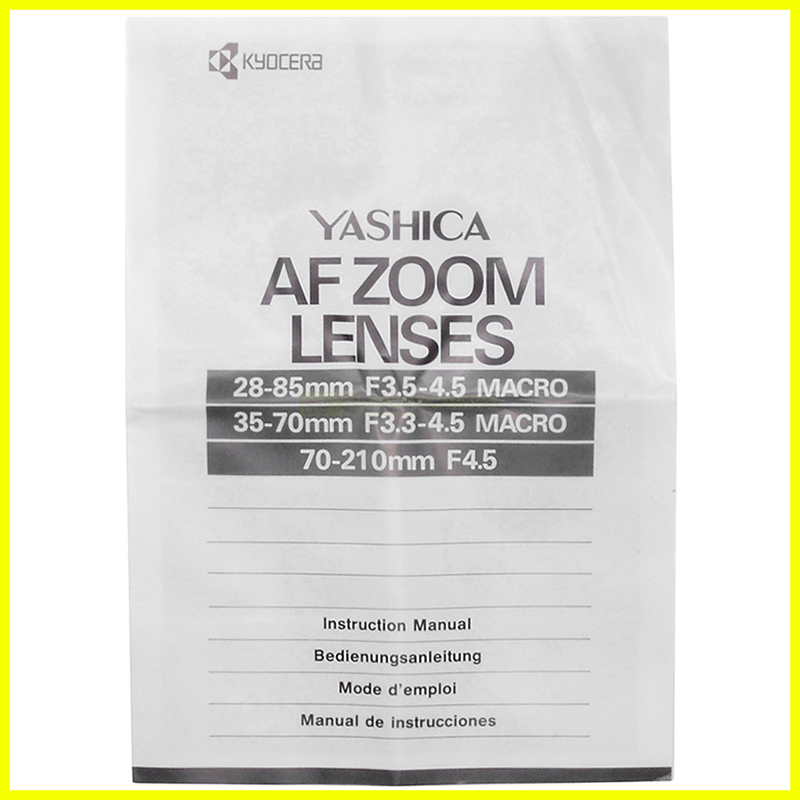 Yashica AF Zoom Lenses Manual